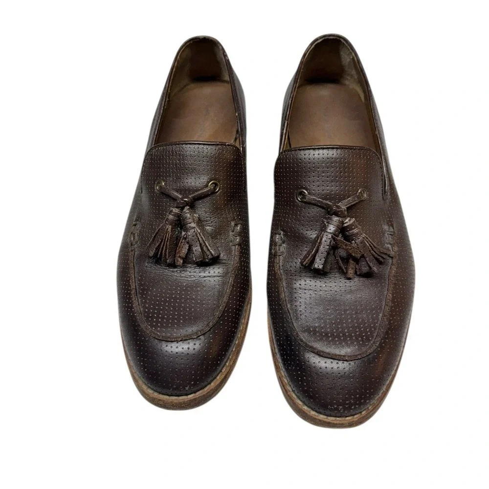 Zara Man Leather Loafers Size 43 Made in Italy Tassel Formal